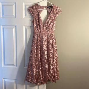 Lulus rose print skater dress size small